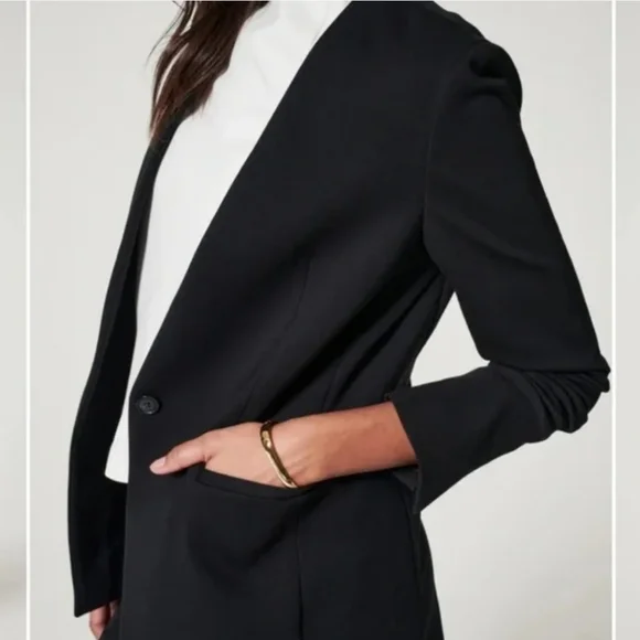 SpanxThe Perfect Collarless Blazer in Black Single Button Front Size Large